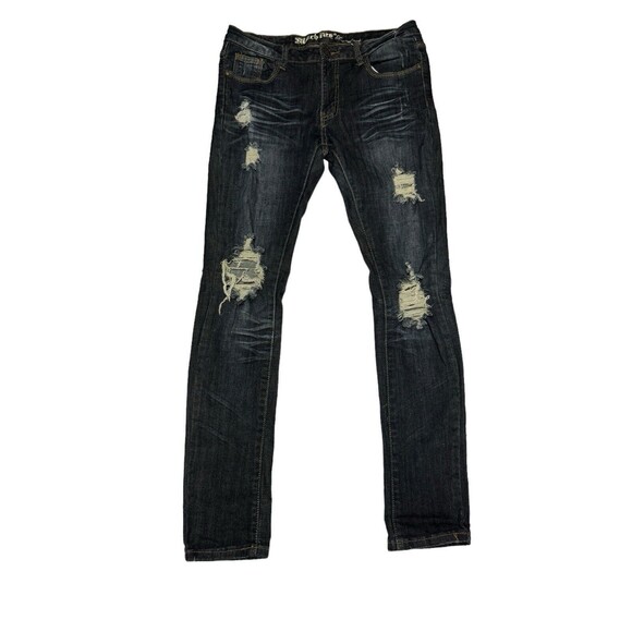 MACHINE POUR NEUF MODE‎ Jeans Distressed Destructed Stretch Size 11 Juniors - Picture 1 of 13